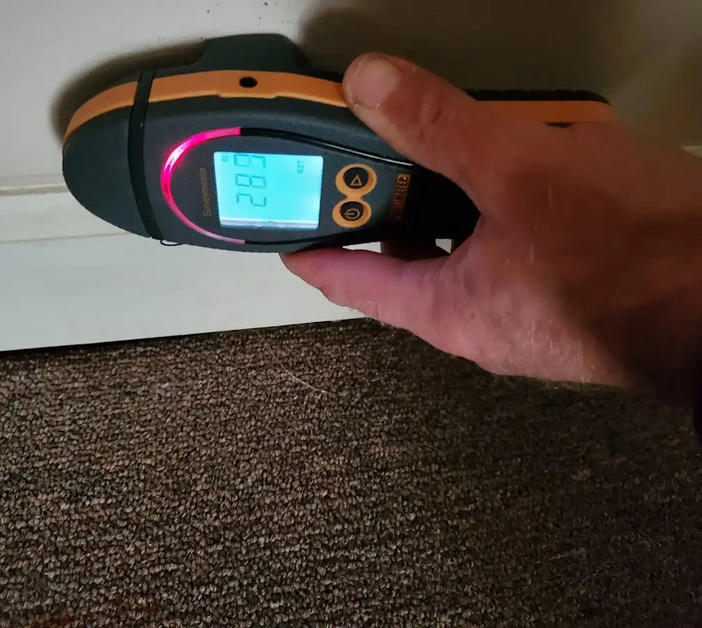 Moisture detection at baseboard during Mold Inspection & Testing in Rome